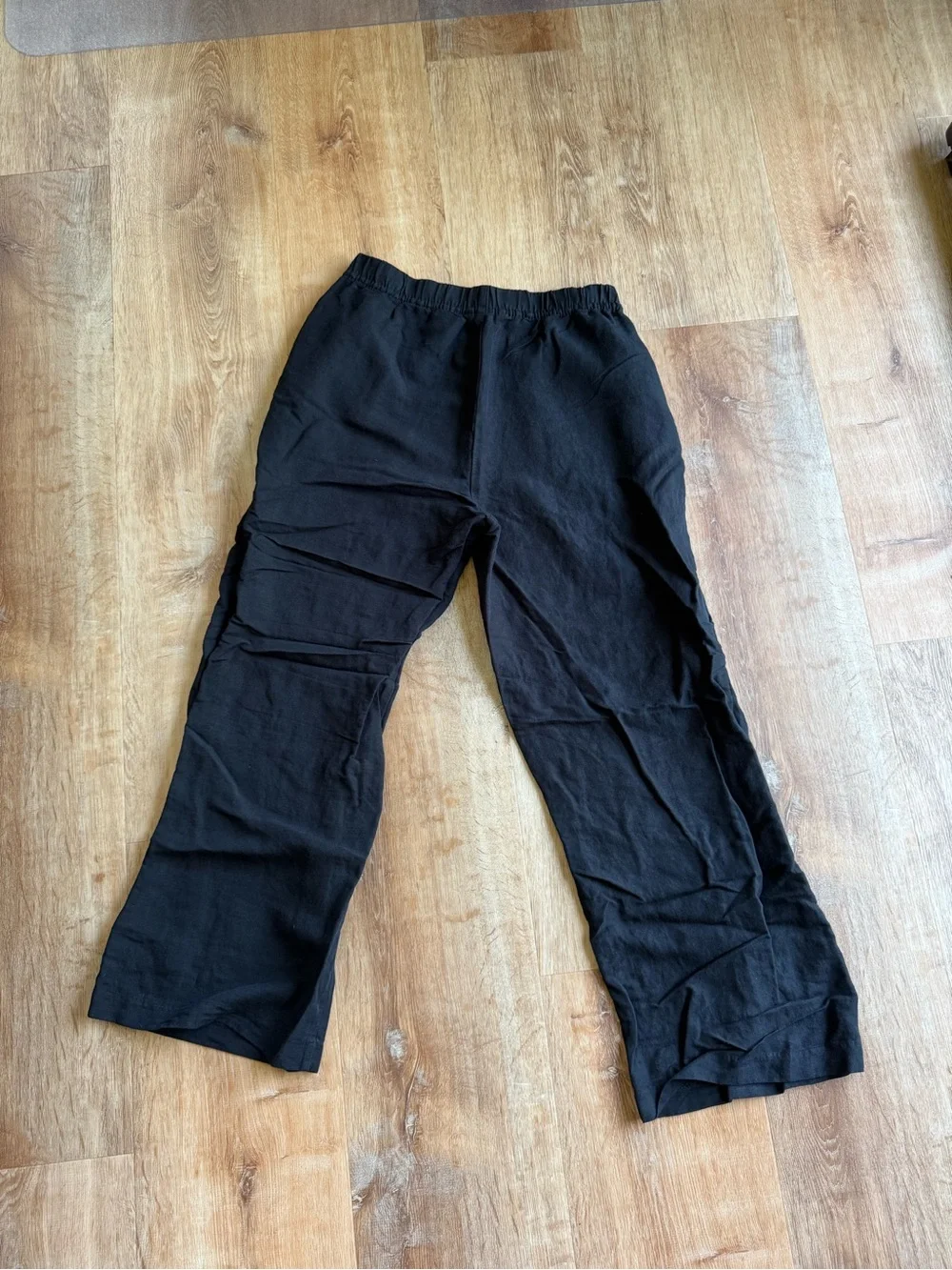 H&M Black Wide Leg Linen Blend Pants